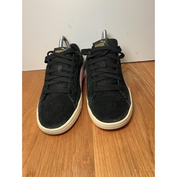 Puma Suede Shoes Womens Size 7.5 Black Pink Low Top Casual Sneakers 369725-11 - Picture 2 of 10